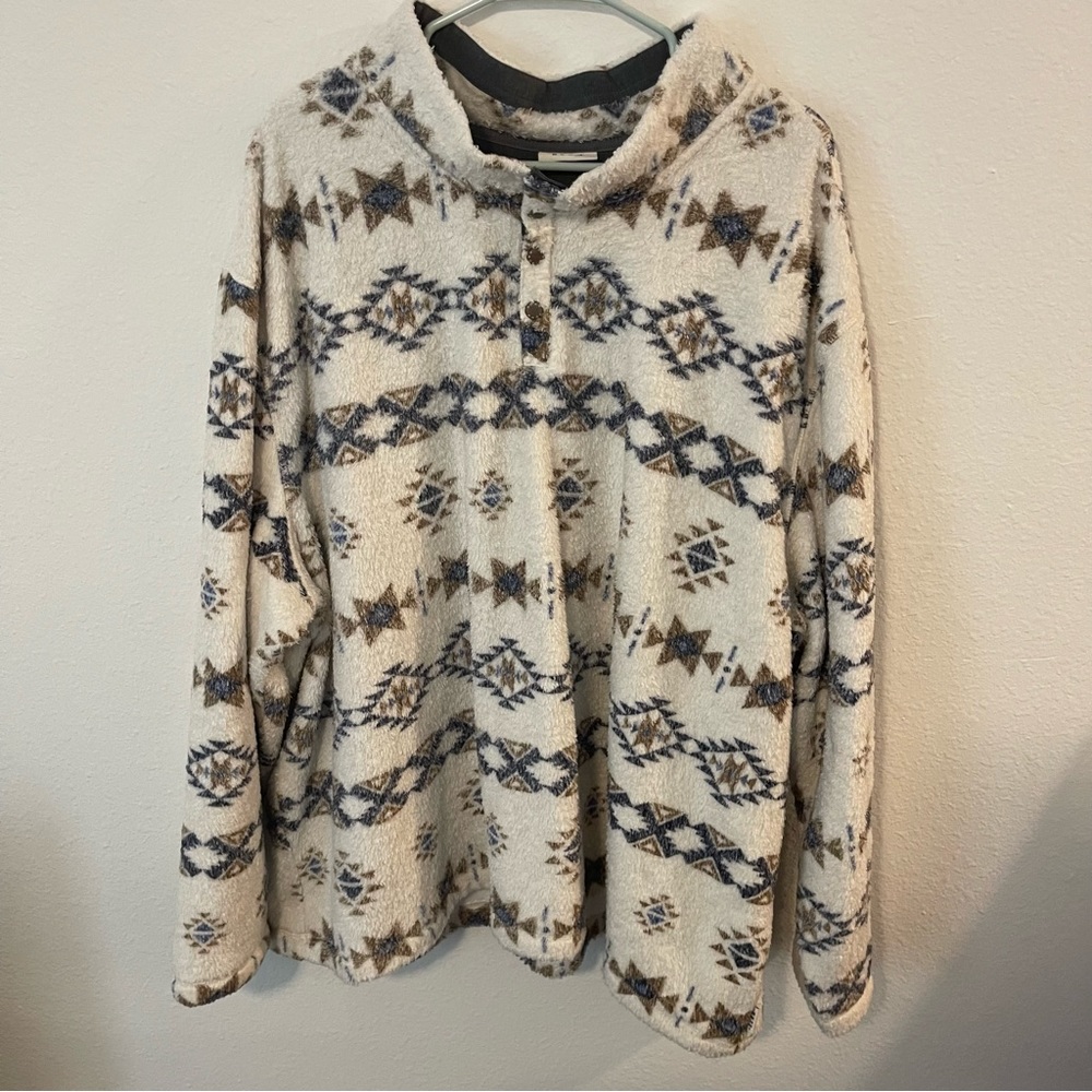 Aztec Quarter Button Up Sweater